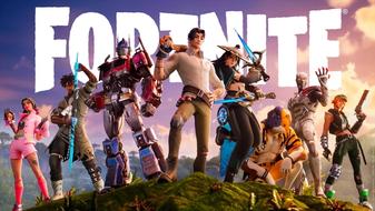 A group of Fortnite characters stood on a hill.