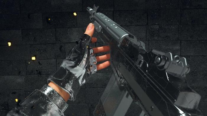 Screenshot of SO-14 battle rifle with a grey wall in the background